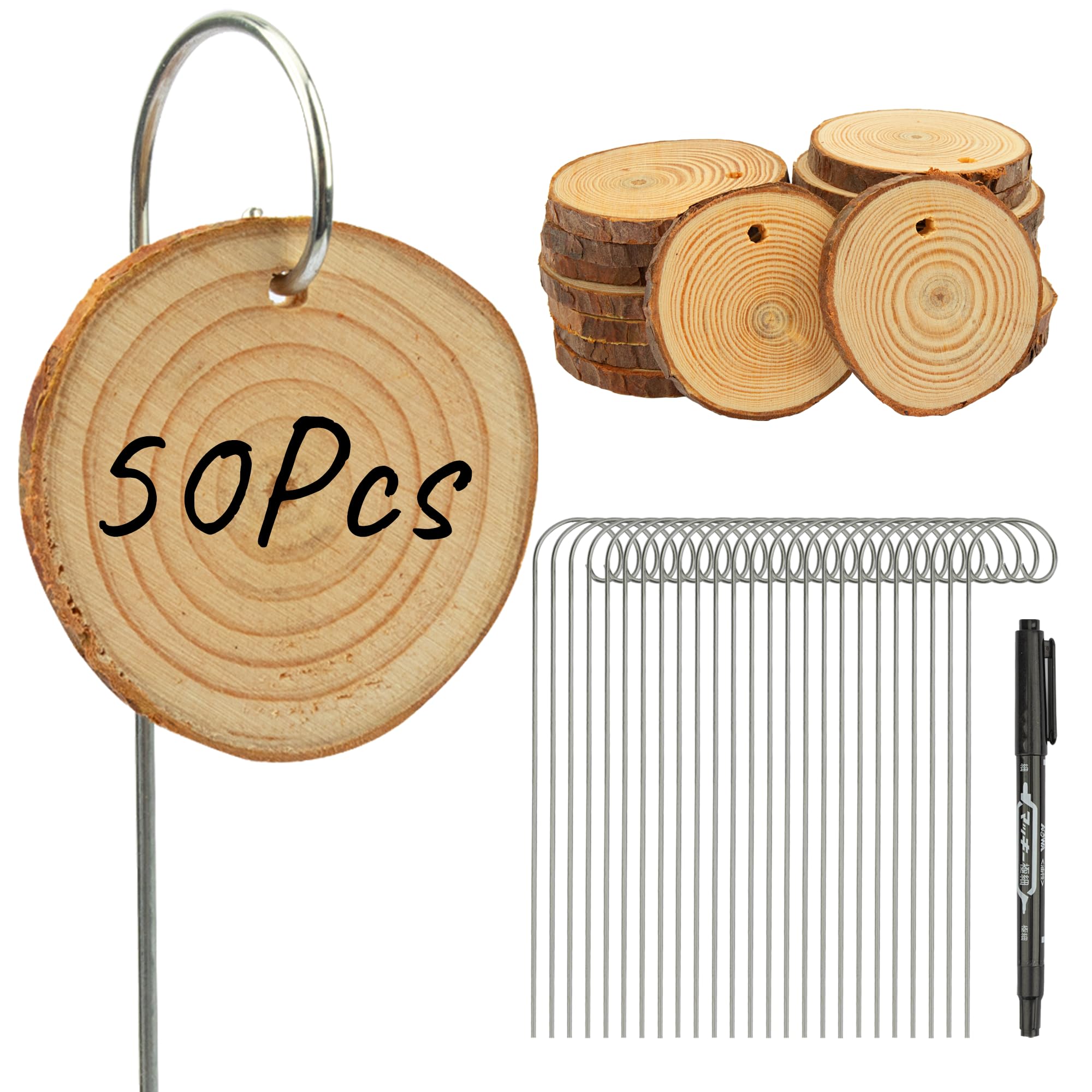 Temlum Wooden Plant Labels with Marker Pen