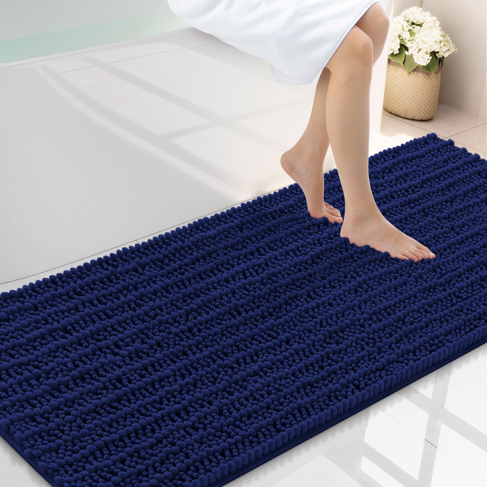 Smiry Bathroom Rugs 59X20, Extra Soft Rubber Backing Chenille Bath Mats