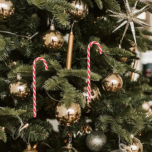 Miniatura 4 de 18 piezas de adorno de bastón de caramelo de Navidad colgante para árbol de Navidad, muleta torcida, bastones de caramelo para vacaciones, fiesta de