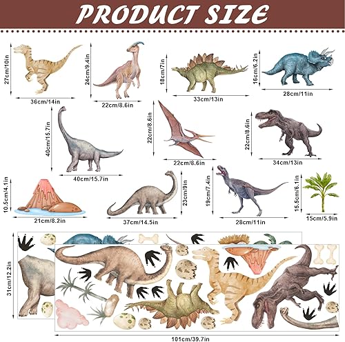 Miniatura 2 de Calcomanías de pared de dinosaurio de acuarela, despegar y pegar, calcomanías de pared de dinosaurio extraíbles para decoración de habitación de