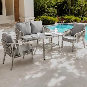 Rehome Capri Swing Artemis İkili Rattan Balkon Bahçe Takımı | Gri