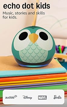 Amazon Echo Dot Kids (newest model) - Designed for kids, with Alexa+ Early Access, parental controls, Includes 1 Year of Amazon Kids+, Owl