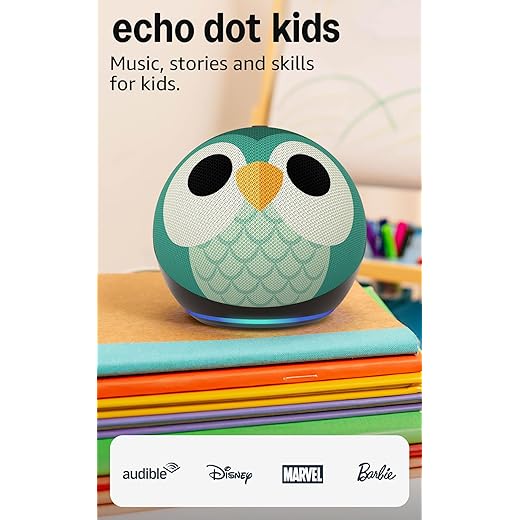 Amazon Echo Dot Kids (newest model) - Designed for kids, with Alexa+ Early Access, parental controls, Includes 1 Year of Amazon Kids+, Owl