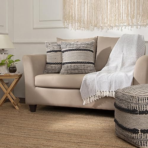 Vista 161 de REDEARTH Fundas de cojín decorativas con textura bohemia – Juego de fundas decorativas de granja tejidas lumbares para sofá, cama, silla, comedor