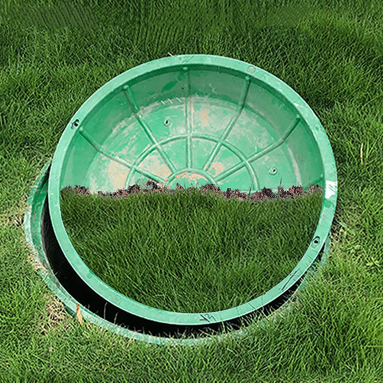 Osadzony zbiornik na szambo z żywicy i pokrywa włazu, 700 mm (27,5"), zielona pokrywa, do zewnętrznego zbiornika kanalizacyjnego, wytrzymała pokrywa studzienki, odporna na warunki atmosferyczne