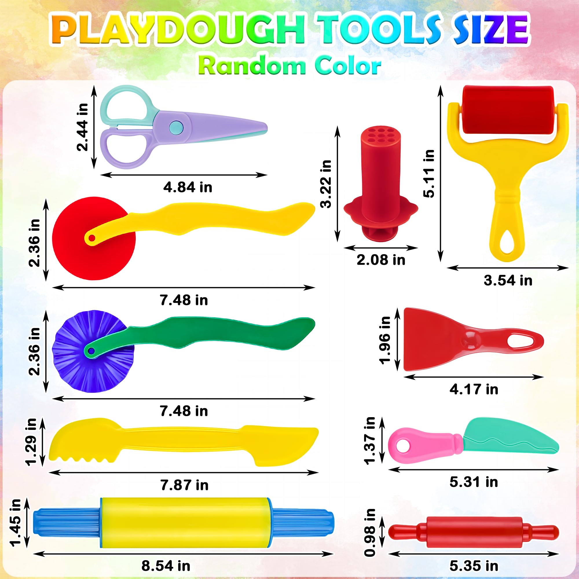 Oun Nana Playdough Tool Set for Kids, 10 PCS Basic Playdough Starter Set, Playdough Accessories with Pizza Cutter, Safety Scissors, Rolling Pin, Roller, Dough Extruder, Plastic Playdough Toys - Image 2