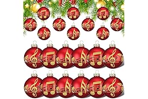 12 Pcs Vibrant Red Music Notes Ornaments: A Symphony of Holiday Cheer
