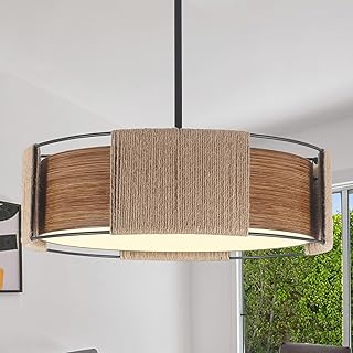10 Office Chandelier Ideas for Stylish Workspaces 40 19.7'' Rattan Chandelier, 4-Light 2-Layer Shade Chandelier Rustic Rattan...