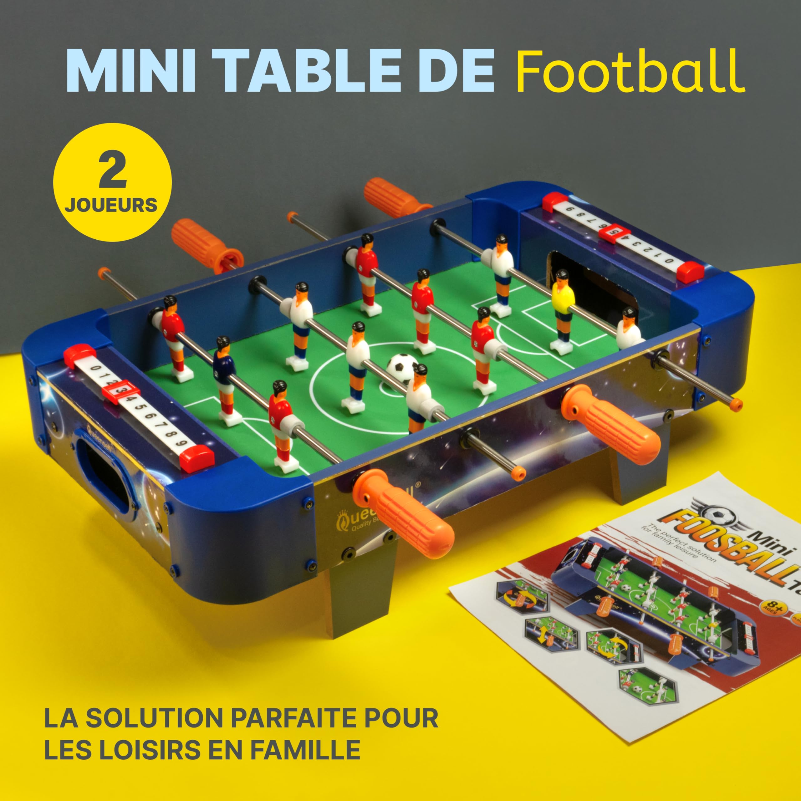 Mini Table de Baby-Foot pour Enfants et Adultes – Jeu de Football Miniature de 53 cm, Mini Table de Football pour Soirées Jeux en Famille