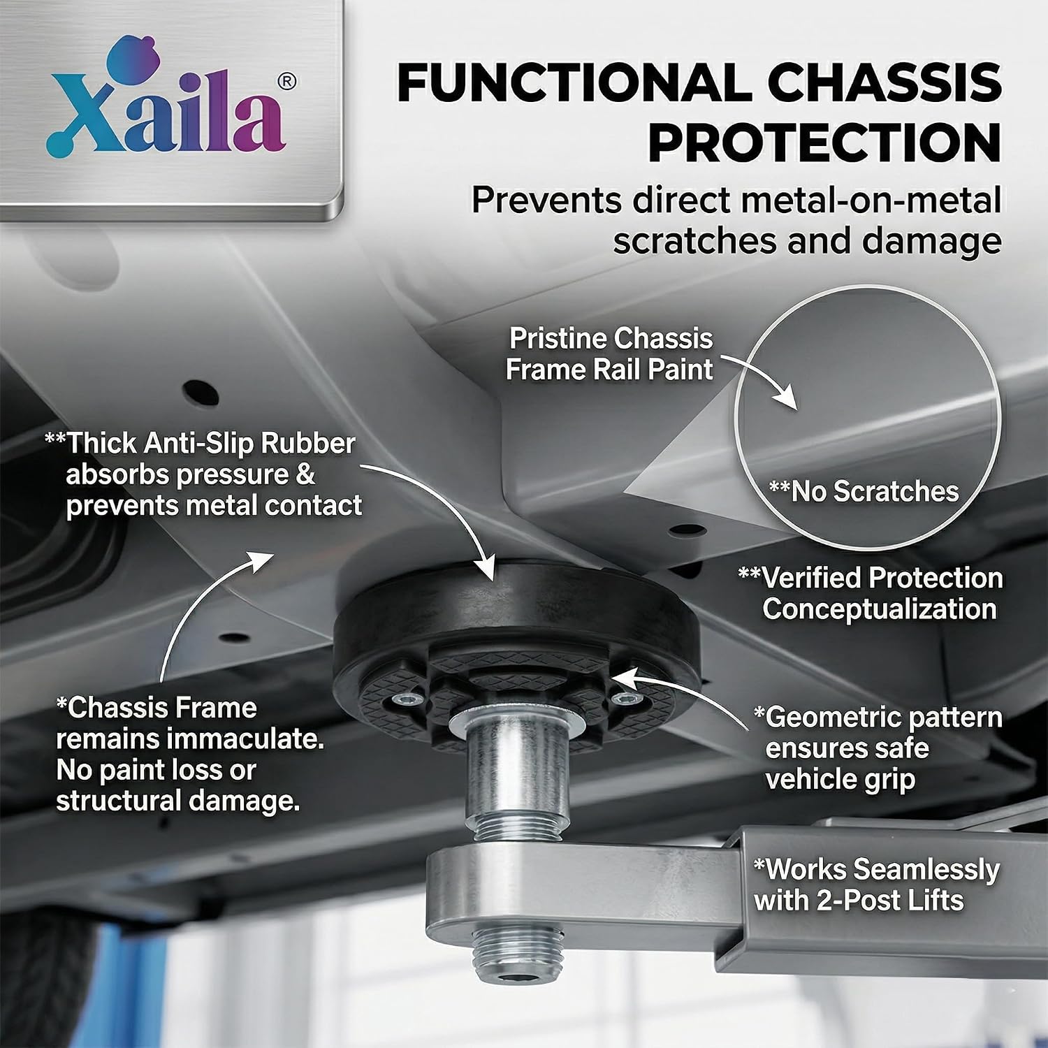 Xaila Lift Pads Replacement for Bendpak 35mm | Replacement for Bendpak 35mm. Heavy duty adjustable rubber pads provide non-slip support for 2 post car lifts safely.