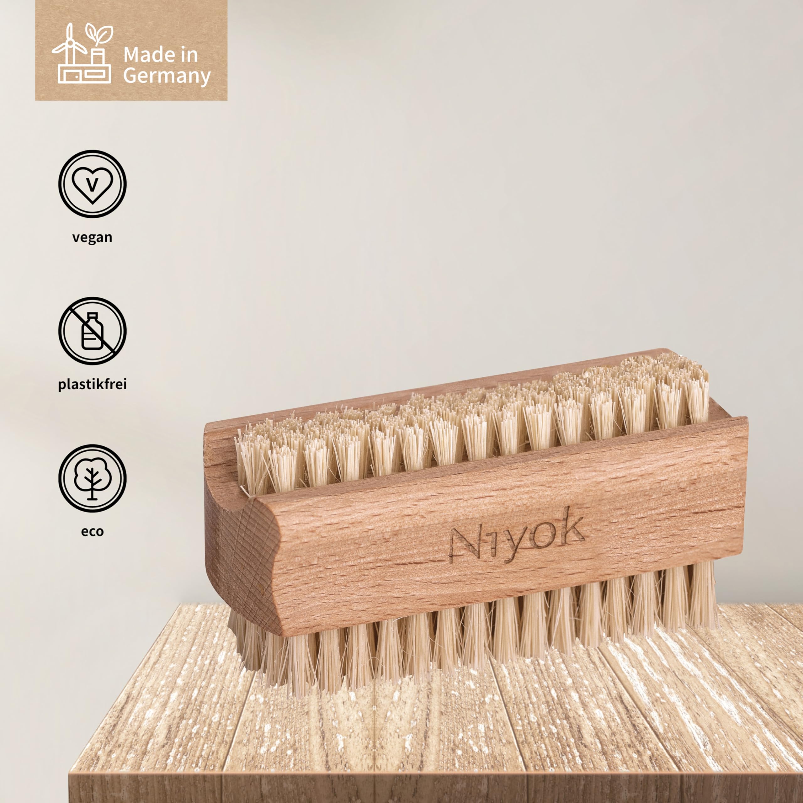 4022 NIY NIYOK szczotka do mycia ręcznego, dwustronna, drewno bukowe