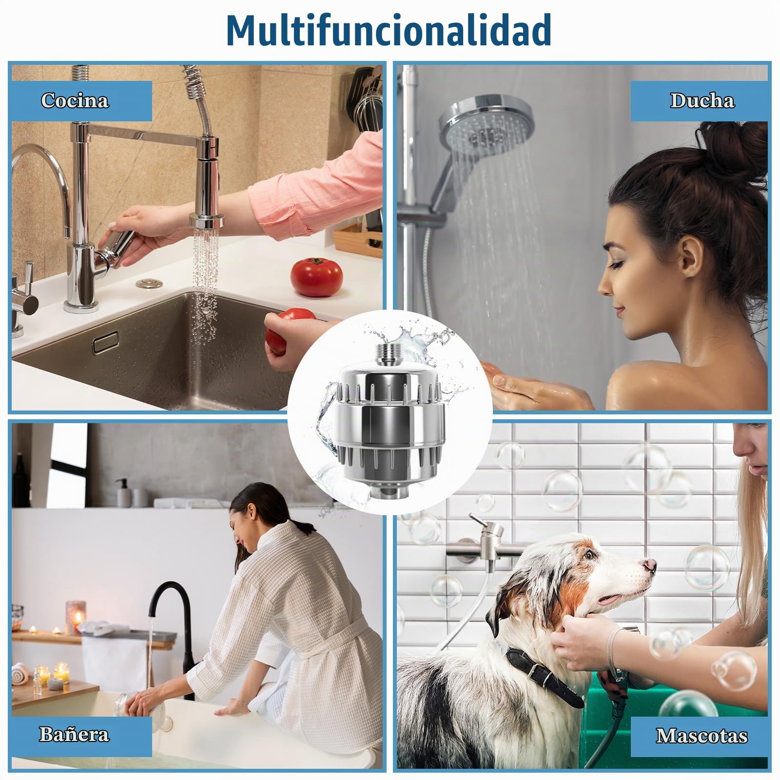 Filtro Ducha 36 Etapas con Vitamina C, Filtro Agua Ducha con 2 Cartuchos para Agua Dura, Filtro Ducha Antical, Elimina Los Metales Pesados y Cloro, Shower Filter, Mejora la Piel