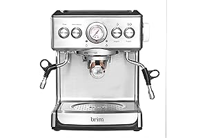 Brim Espresso Machine with 19 Bar Pressure and Versatile Drink Options
