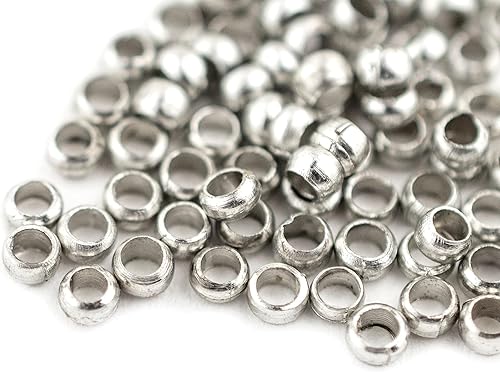 TheBeadChest - Cuentas redondas de plata (0.098in, juego de 100)