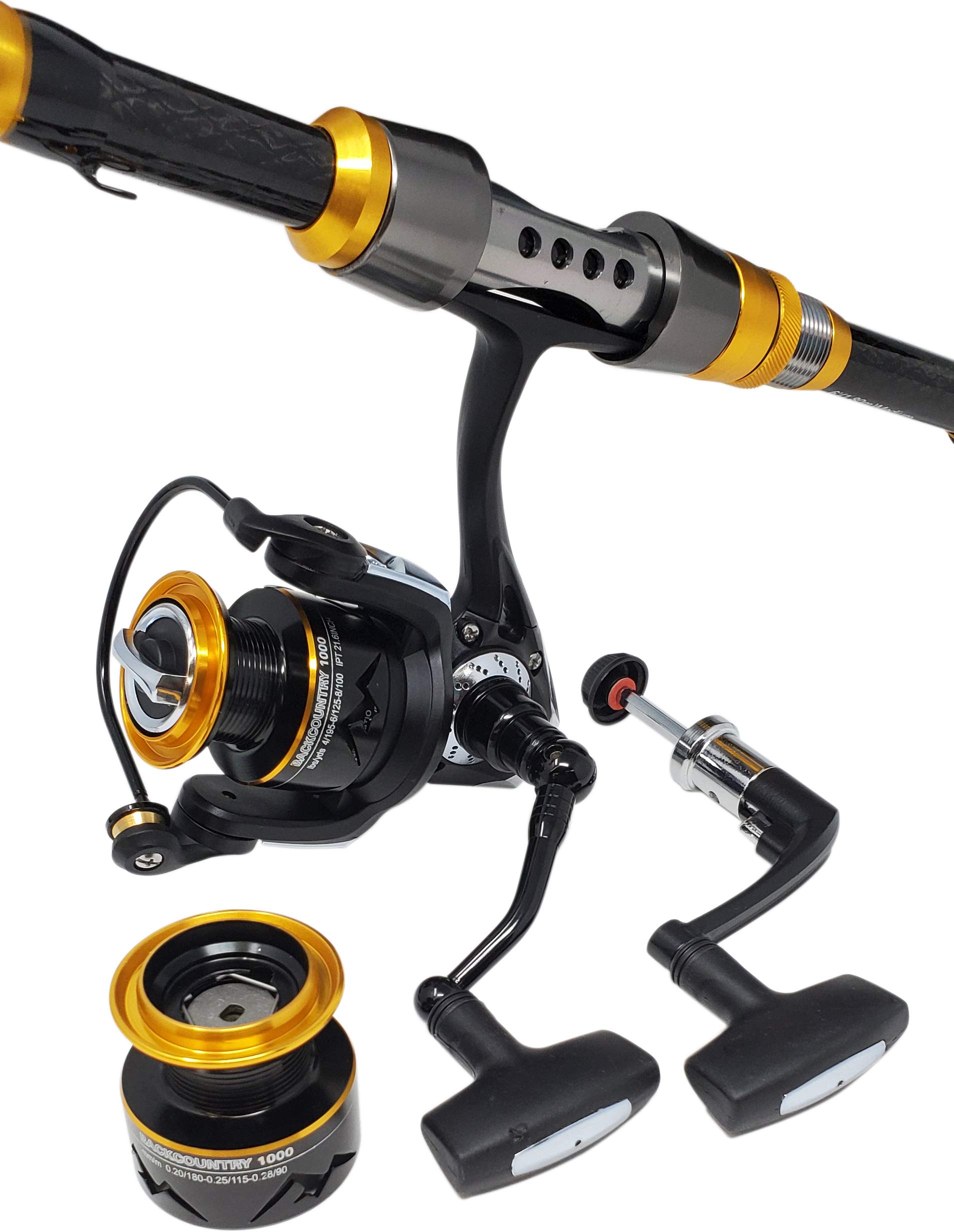 High Altitude Brands Lightweight Portable Telescopic Fishing Pole, Case and Available with Spinning Reel Rod Combo, Motorcycle, Car, Hiking, Backpacking, Wheelchair Travel Gear, Collapsible Poles Sporting Goods