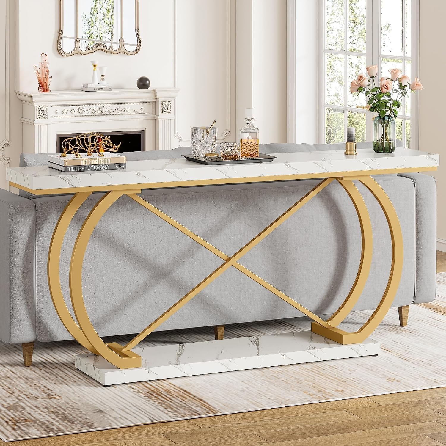 Amazon.com: 70.9 Mid-Century Modern Marble Console Sofa Table for ...