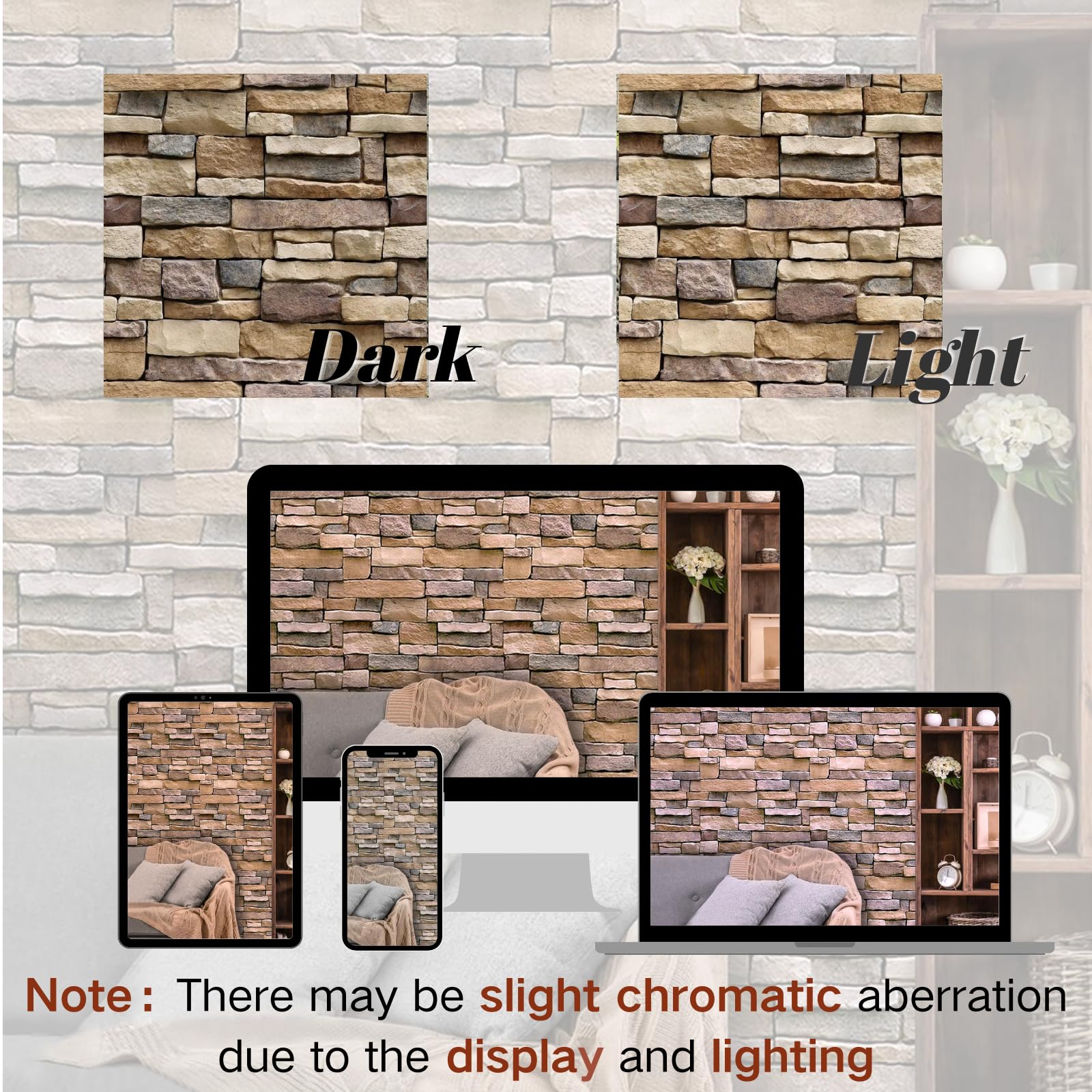 Abyssaly Carta da parati con mattoni Peel and Stick Faux Stone Brick Stick su carta da parati 45 x 1500 cm