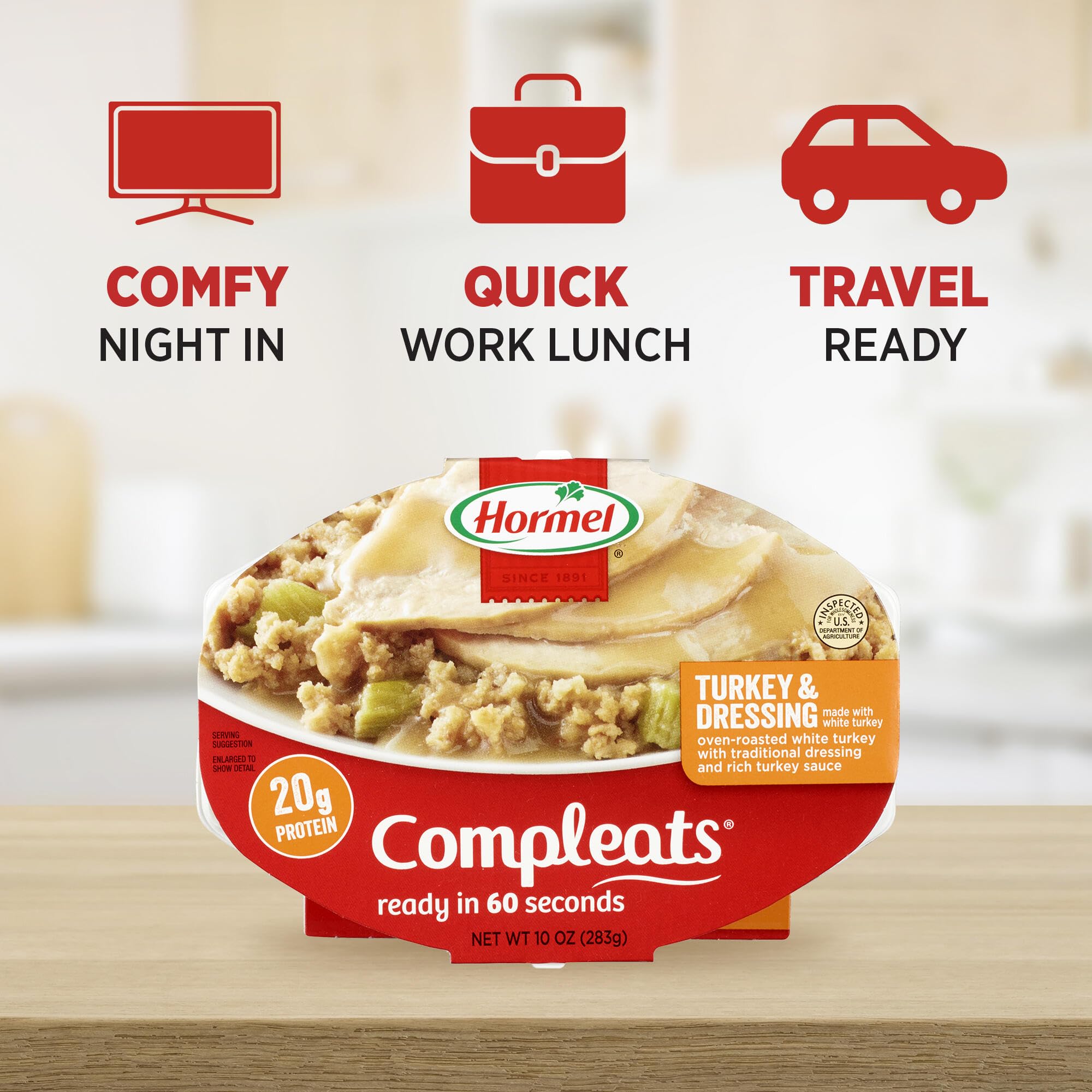 Hormel Compleats Turkey & Dressing, 10-Ounce Microwavable Bowls (Pack of 6)
