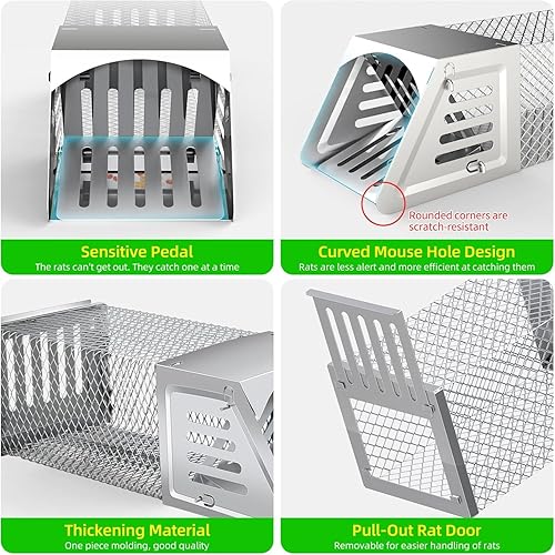 Miniatura 3 de Trampa Humana para Ratas Trampas para Ardillas, Trampa Reutilizable Multi-Captura para Ratones para HogarJardínAlmacén, Trampas Humanas para Ratones