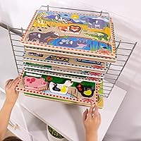 Vista 5 de Melissa & Doug Estante de almacenamiento de rompecabezas de alambre de metal de lujo para 12 rompecabezas pequeños y grandes
