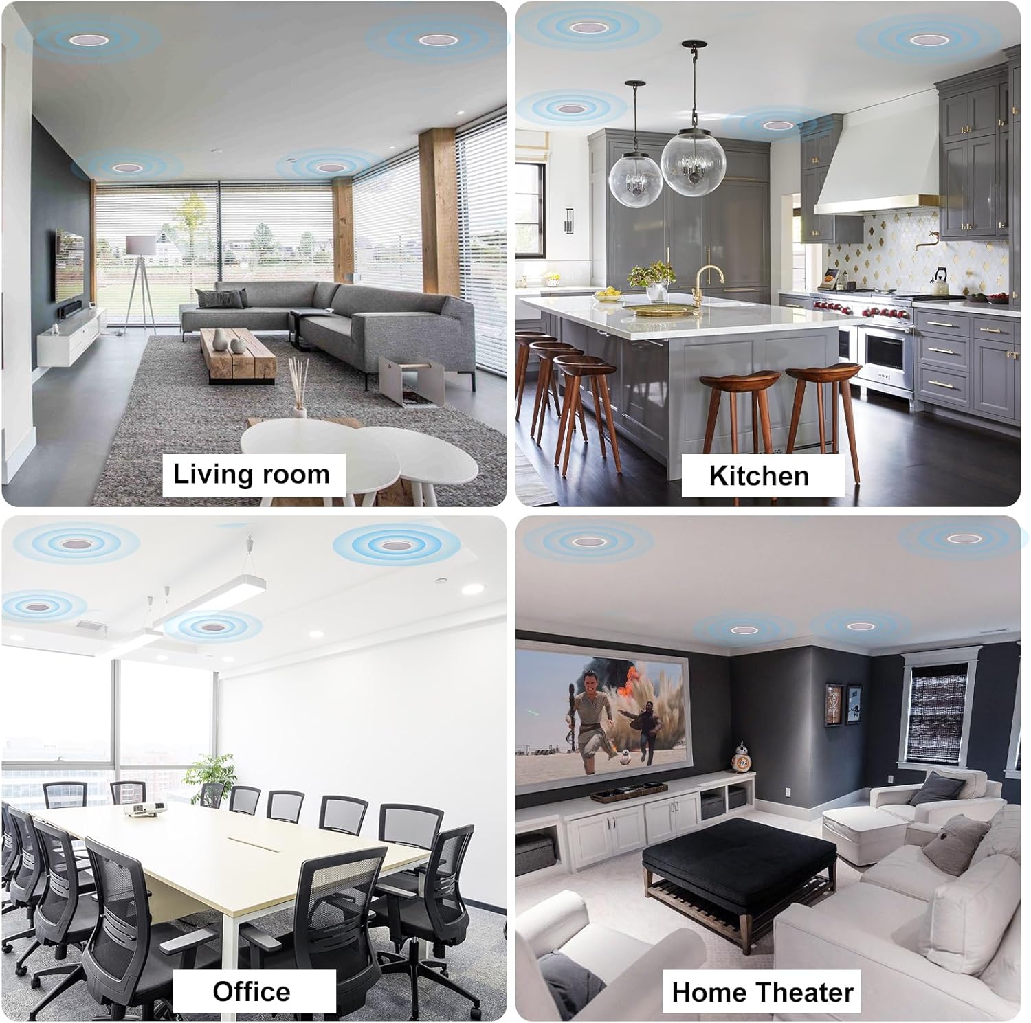 Herdio 4 Inch 480 Watts High Power Ceiling Speakers - Flush Mount, Crisp Sound for Home Theater, Living Room, Office, Kitchen & Covered Patio(2 Paris - Image 6