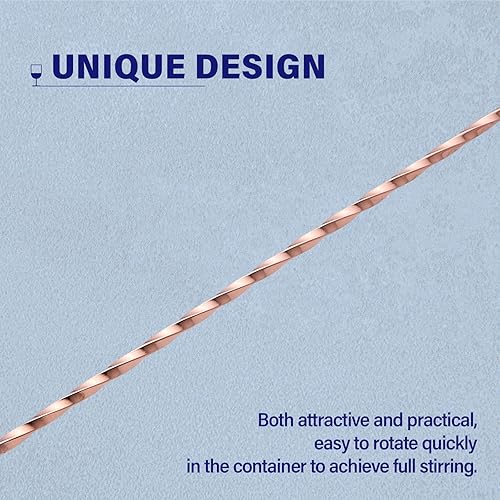 Miniatura 4 de BRIOUT - 2 cucharas de barra de 12 pulgadas, agitadores de mezcla de mango largo para bebida, cuchara coctelera de acero inoxidable, color oro rosa