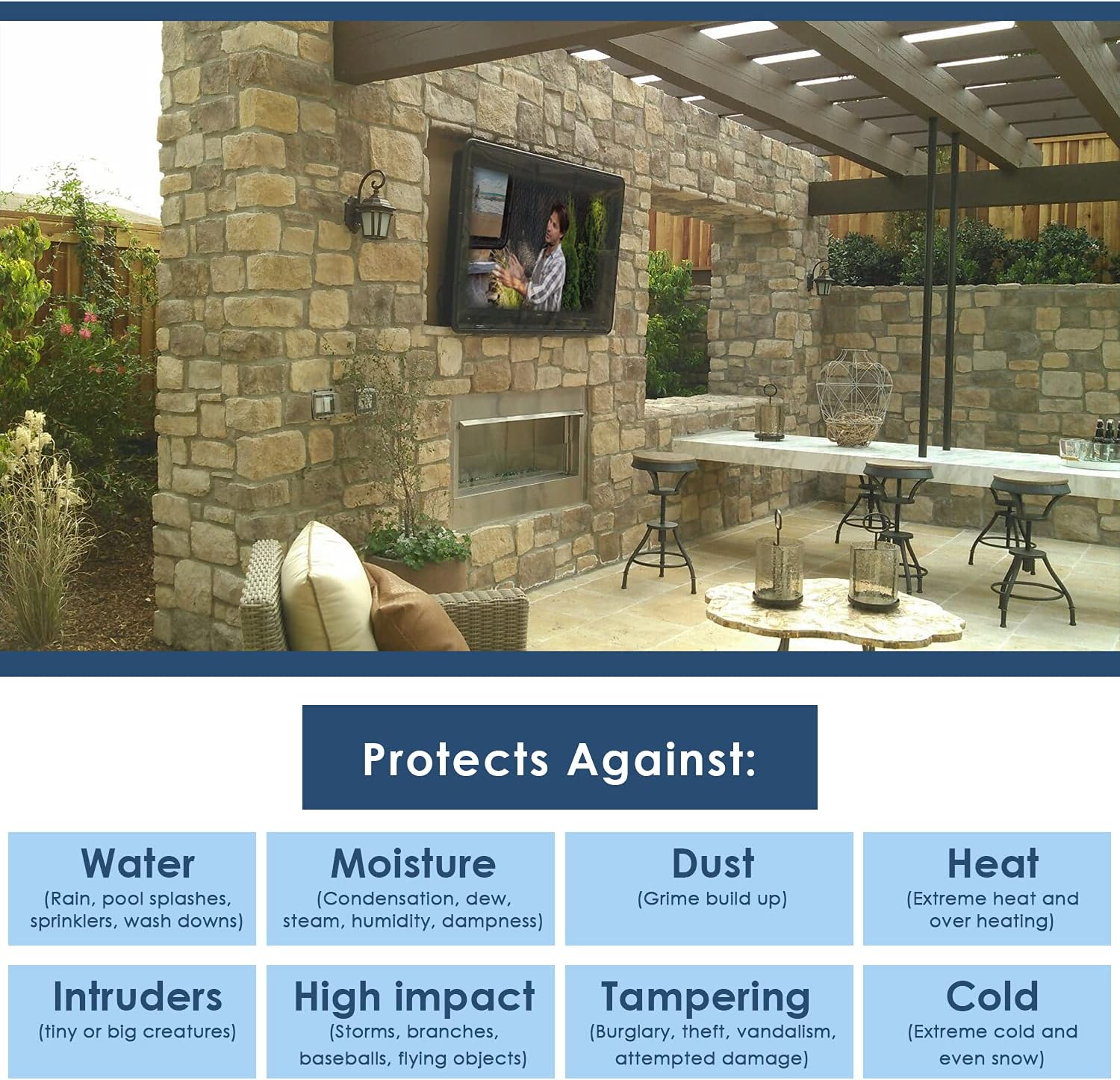 The TV Shield 36-43" Anti-Glare Outdoor TV Enclosure, Combo Pack (Full Motion Mount and Fan), (2nd Generation), Fits 36-43" Television