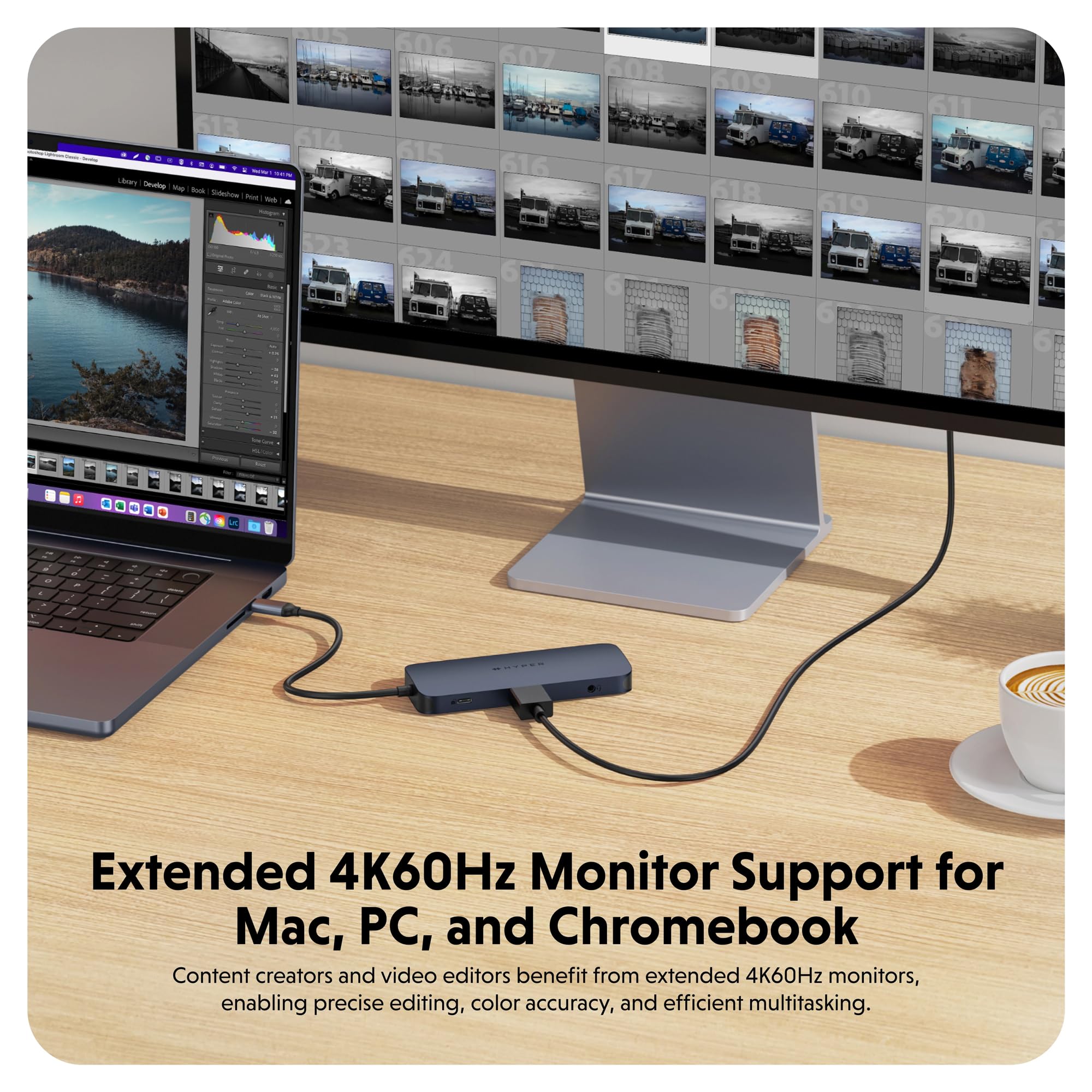 Hyper Drive Next Hub USB C 10 ports pour Mac, PC et Chromebook avec HDMI 4K60Hz, 2 USB-A, hub USB-C 10 Gbps 140 W, lecteur de cartes SD et microSD, Ethernet, ports audio de 3,5 mm
