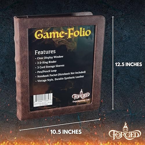 Miniatura 5 de Forged Dice Co. Game-Folio - Carpeta de piel sintética, carpeta de juegos para hojas de personajes DND con organizador de tarjetas hechizas DND y