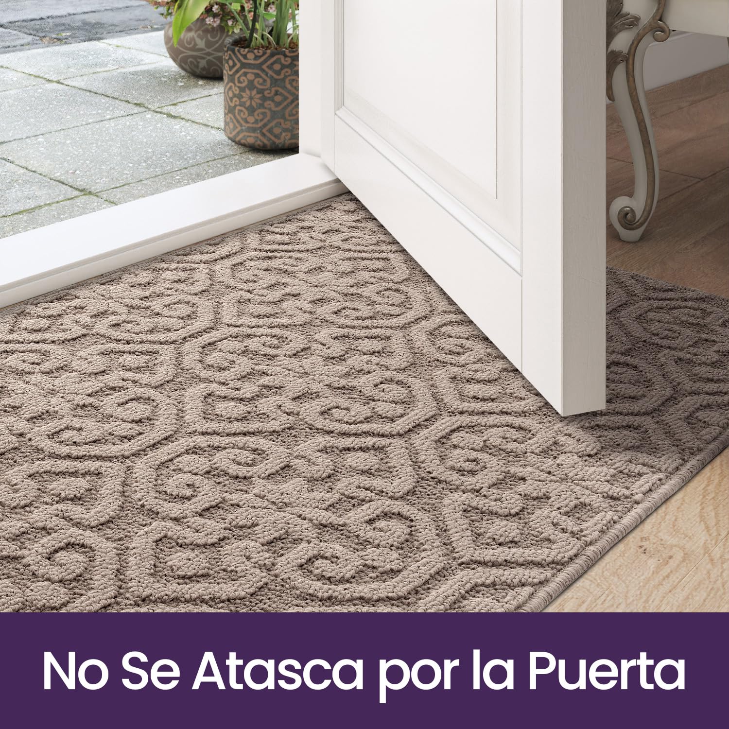 DEXI Felpudo Entrada Casa 60 x 90 cm, Alfombra Entrada Antideslizante, Absorbe Suciedad y Humedad, Felpudos Lavable Duradero para Puerta Interior, Perro, Beige