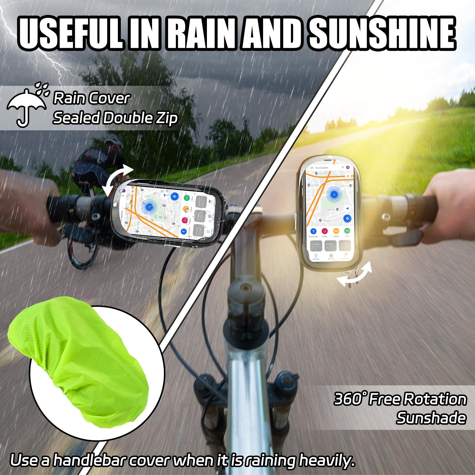 Joellfuner Lenkertasche Für Fahrrad – Wasserdicht Mit Regenhaube, Touchscreen-fähiges Handyfach Für 4,7–6,8 Zoll Smartphones