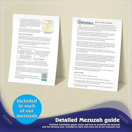 Miniatura 6 de Funda de aluminio de aspecto plano para mezuzá (desplazamiento no incluido) acabado brillante con espinilla impresa, cubierta de mezuzá fácil de