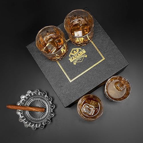 Miniatura 7 de KANARS Vasos de whisky Old Fashioned  Varios diseños de vidrio de bourbon de 10 onzas con caja de lujo  Ultra Clear Crystal Rocks Barware para
