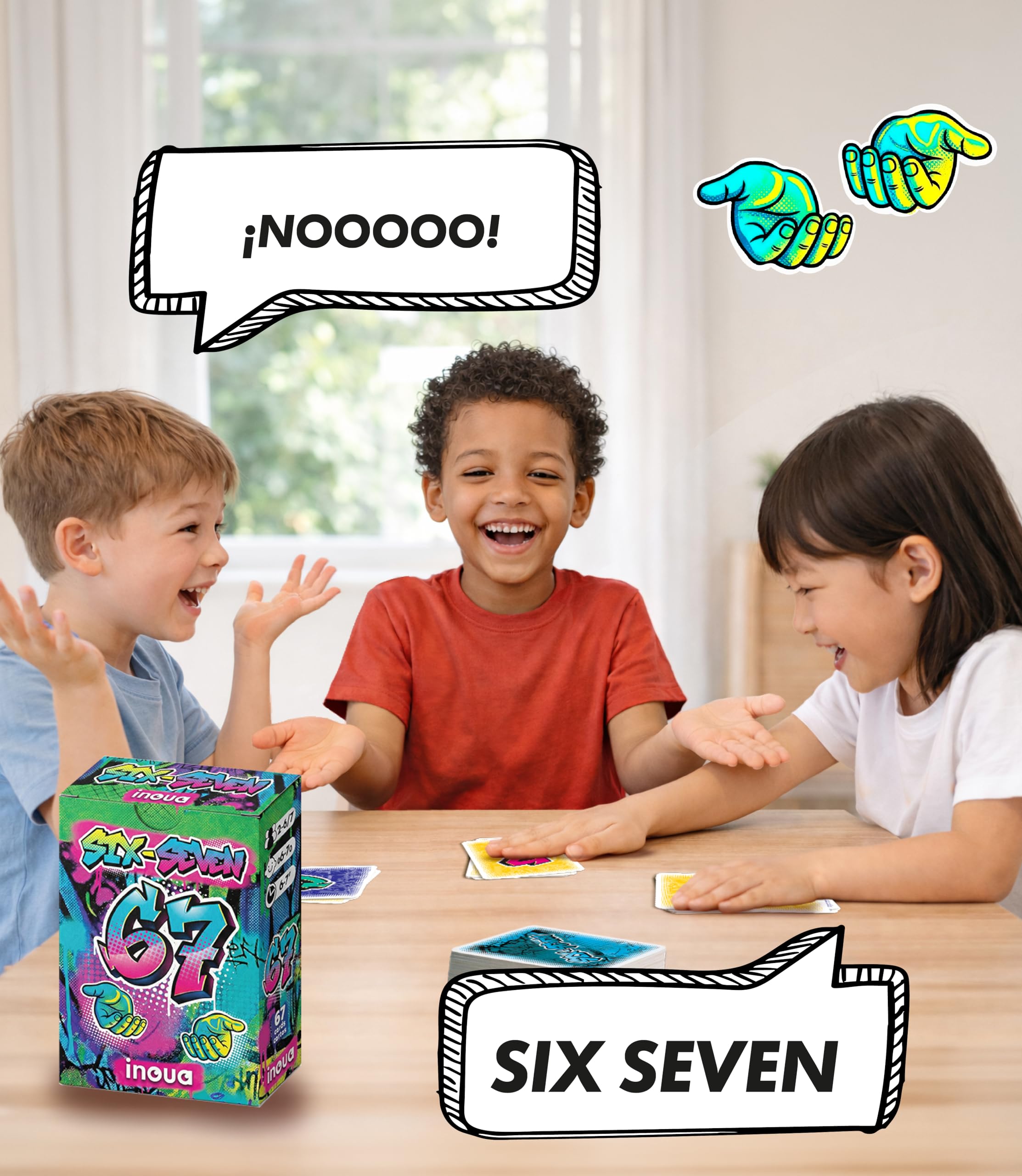 Juego de cartas rápido de reflejos 6-7 | Juego familiar infantil de velocidad y atención | Partidas de 6-7 minutos | 2-7 jugadores | Juego portátil divertido para niños y adultos | Idiomas ES-EN-FR-PT