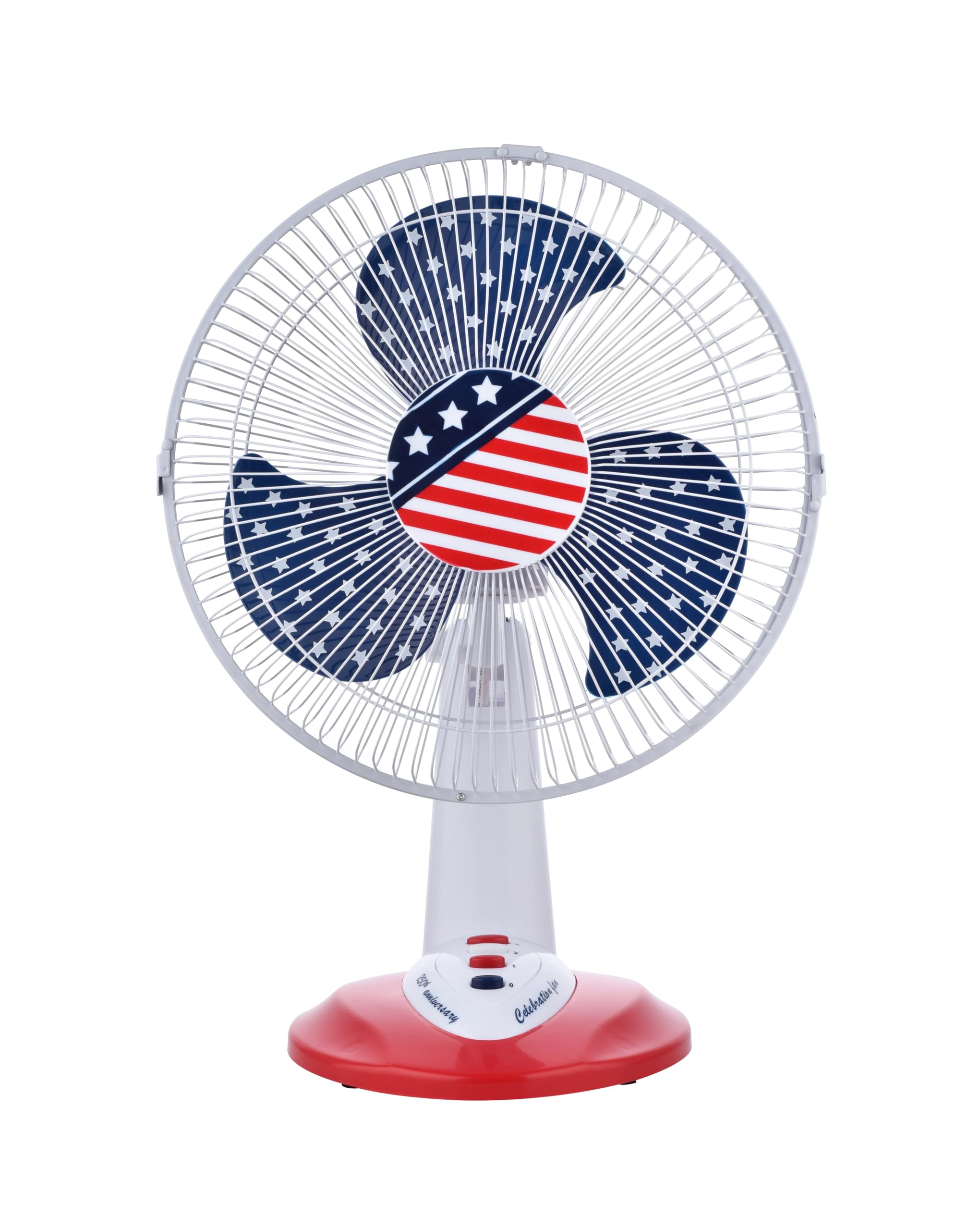 Photo 1 of JIMBO USA 250th Anniversary 12-Inch Oscillating Table Fan, Quiet, 3 Speeds