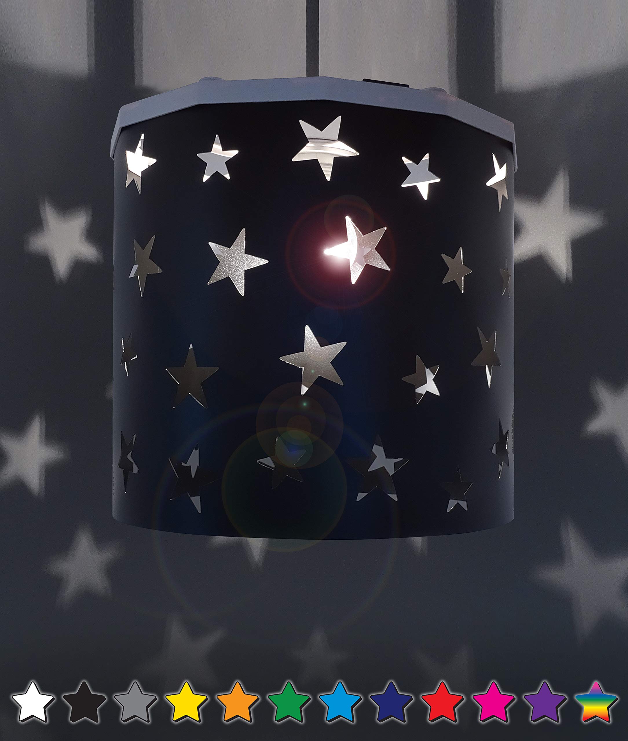 Ereki Ceiling Pendant Light Shade - Projector Stars Effect Light Cover - Magnetic Ceiling Night Light Lampshade Kit for Interchangeable Designs (Black, B22 Bulb Included) — image 1