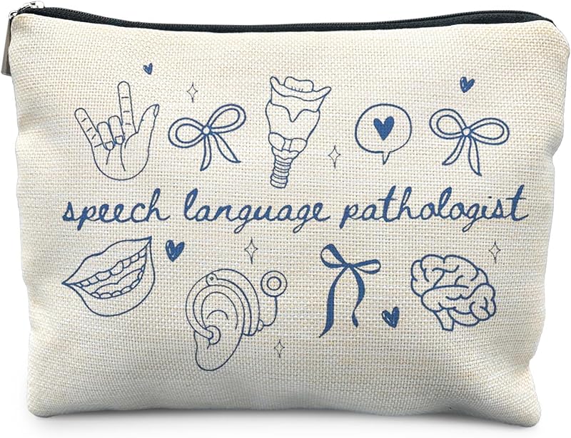 Necessaire de maquiagem KBRCT com zíper, estampa Speech Language Pathologist, modelo 213