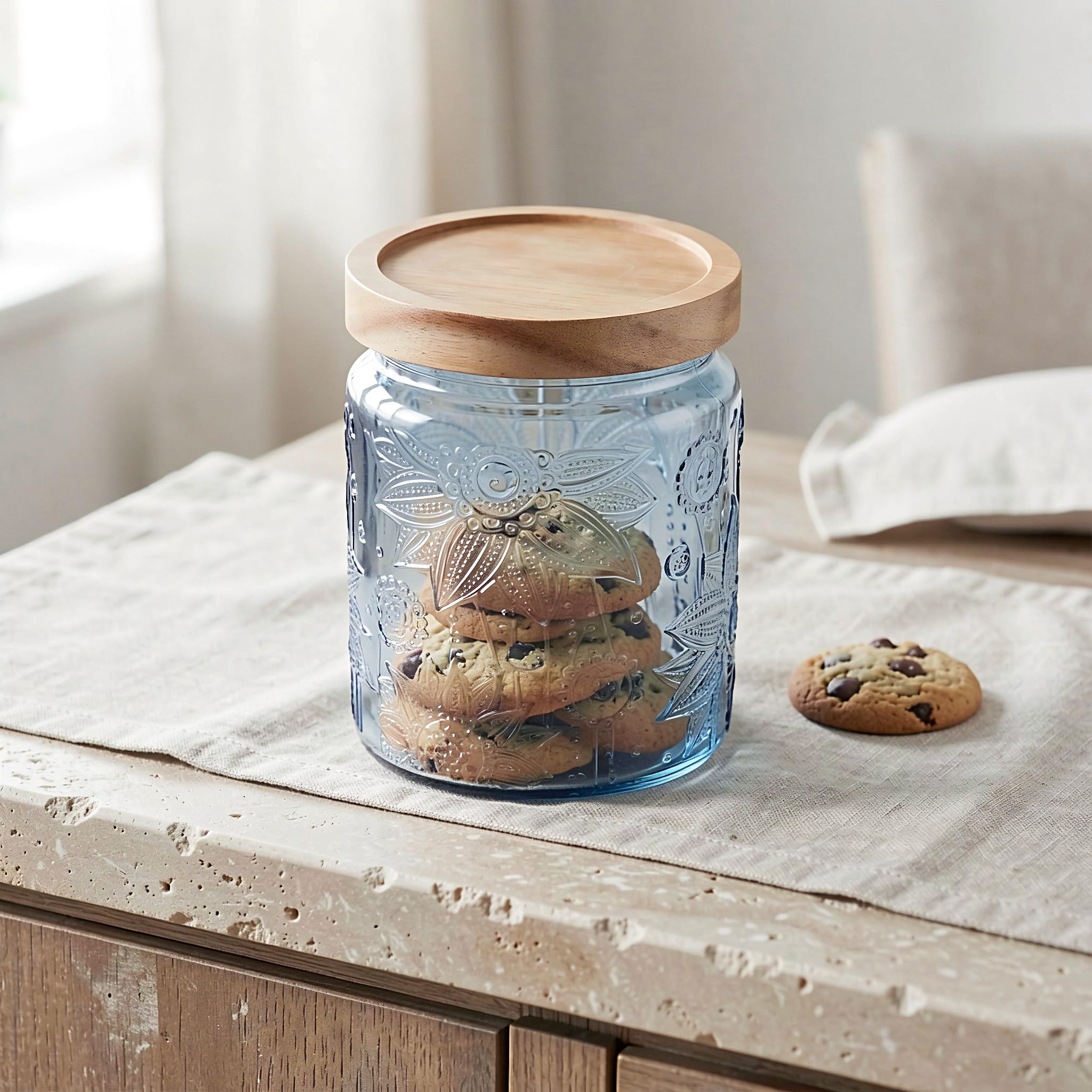 INOOMP Barattoli decorativi in ​​vetro con coperchio, contenitore ermetico
