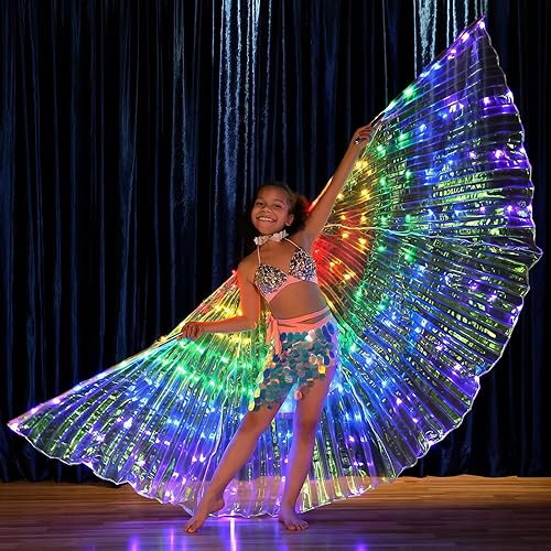 Alas de hadas LED iluminadas para niños y adultos, alas de mariposa multicolor brillantes para fiestas y eventos encantadores (40 pulgadas para