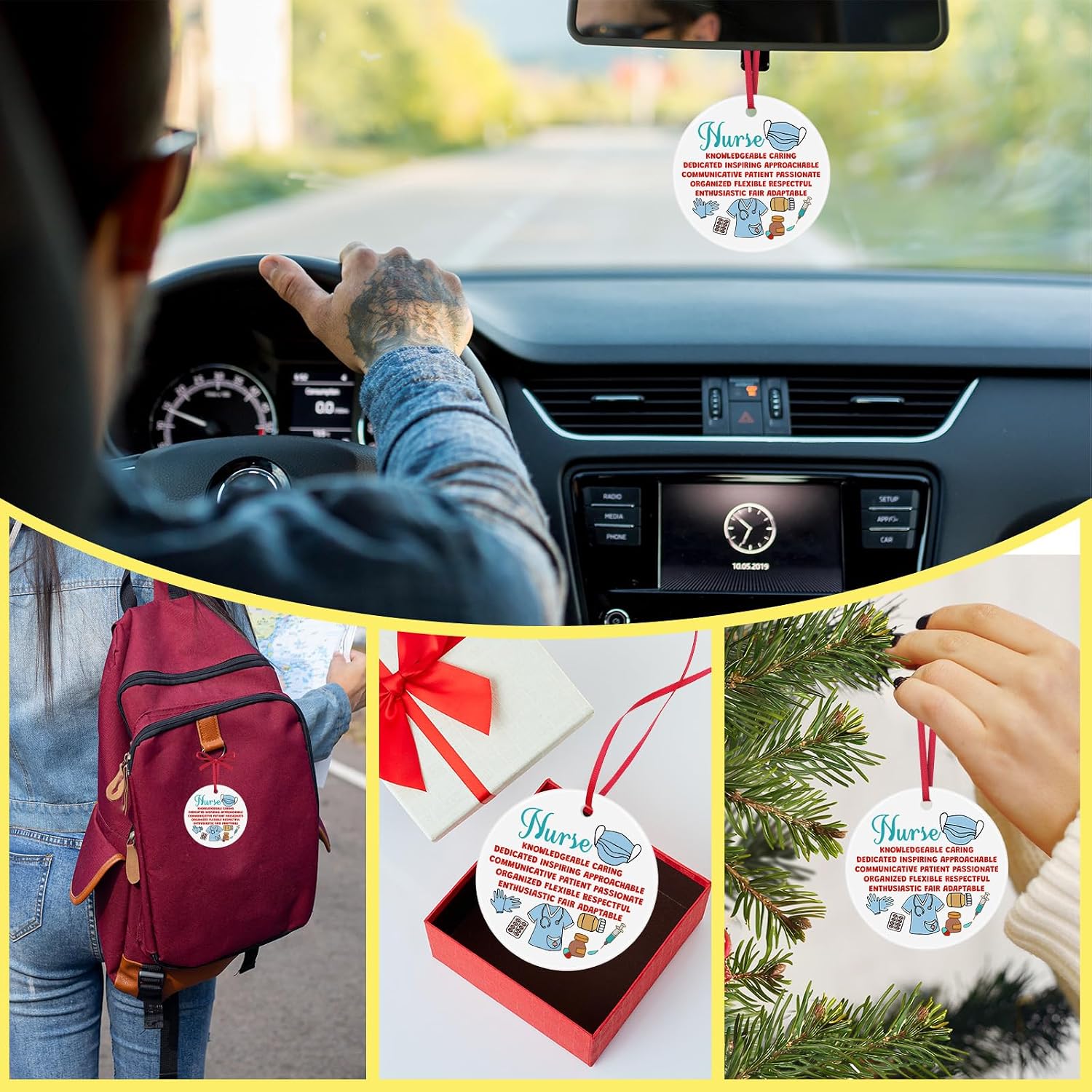 Nurse Christmas Ornaments Appreciation Gifts for Women Rn Graduation Valentines Day Nurse Week Gift for Nursing Student Christmas Tree Decorations Keepsake for Nursing Rn Ceramic Ornament image 5