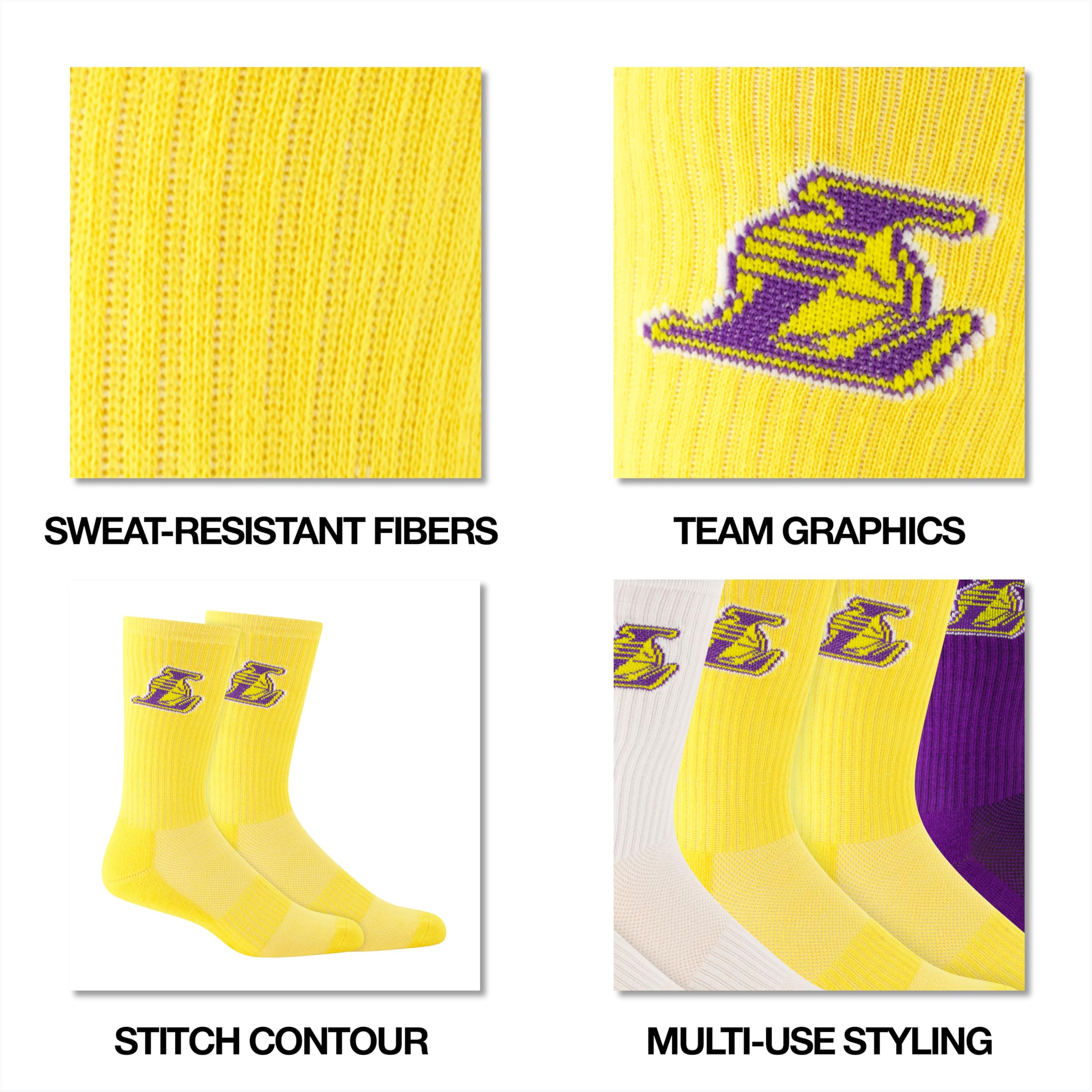 Ultra Game NBA Calzini sportivi con logo Core Team confezione da 3
