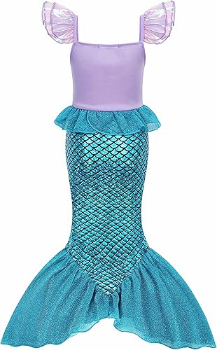 Miniatura 3 de Eledobby Ariel Dress for Girls Little Mermaid Costume Halloween Princess Mermaids Dress Up Cosplay Brithday Party Outfits