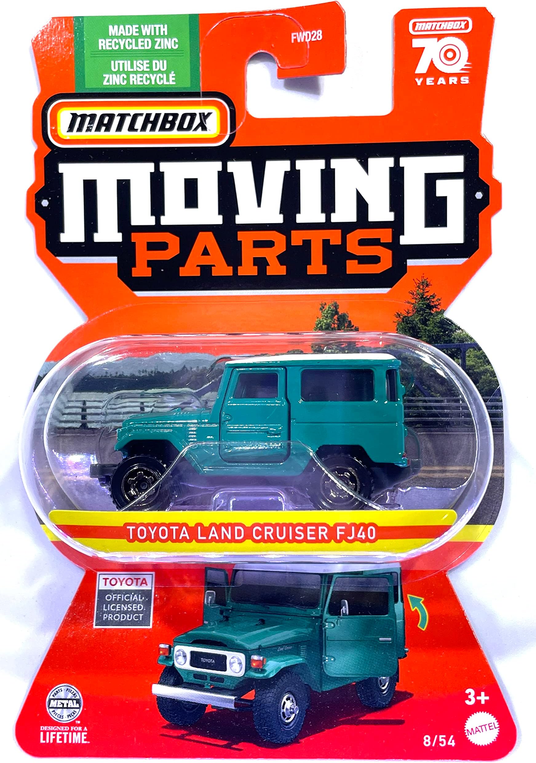 Matchbox - Moving Parts - 2023 -Toyota Land Cruiser FJ40-8/54-70 Years - Mint/NrMint - Ships Bubble Wrapped in a Box with Fill
