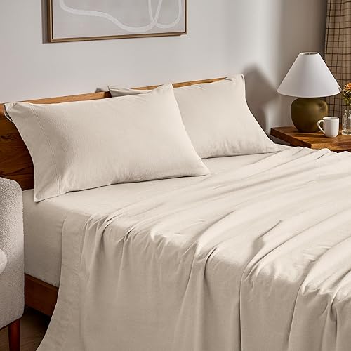 Vista 84 de Bare Home - Juego de sábanas de franela 100 % algodón, terciopelo suave y pesado, franela de doble cepillado, bolsillo profundo (Queen, color rojo)