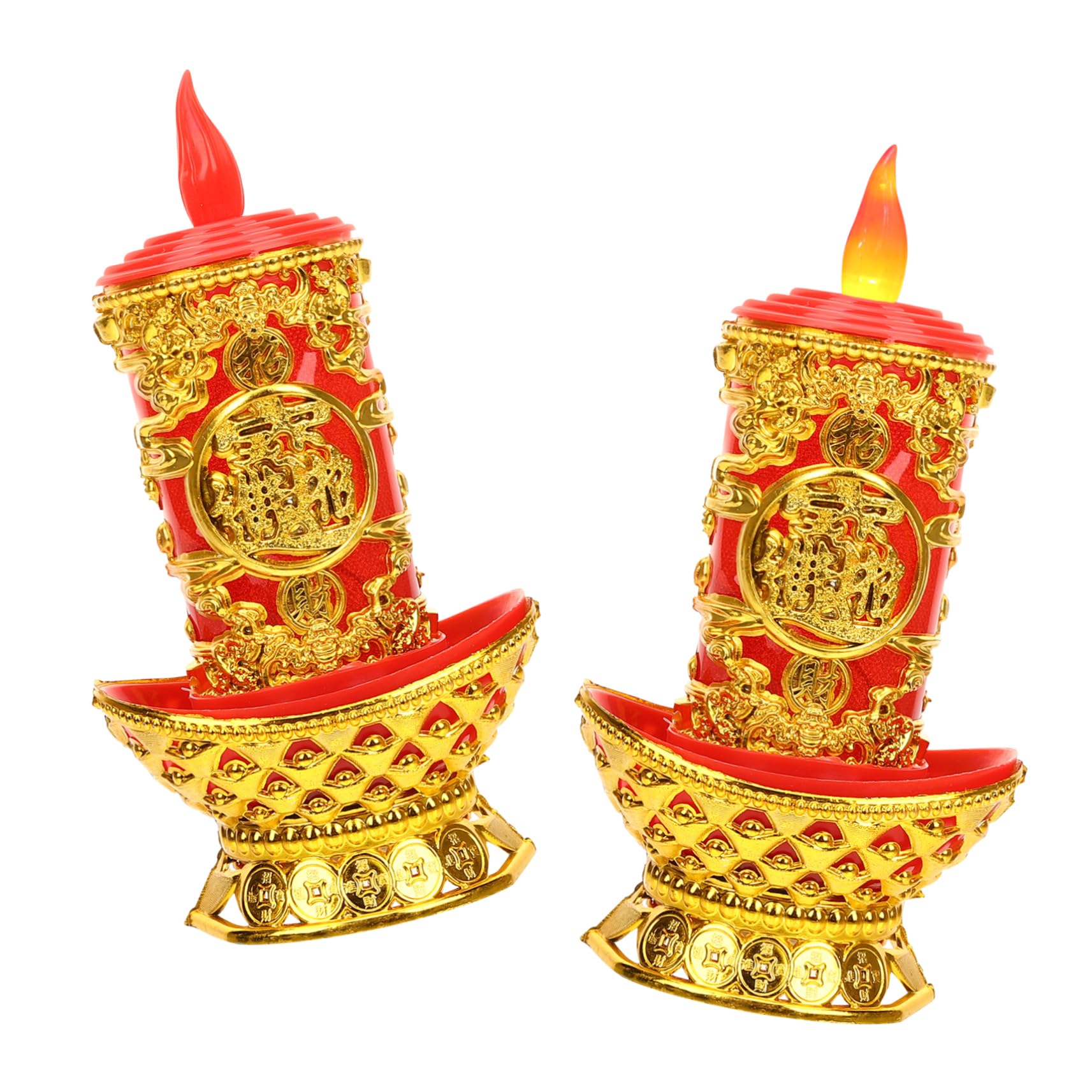 WOONEKY 2Pcs Buddhist LED Candle Light Candles Battery Operated Retro Lamps Vintage Style Plastic Flameless Light with No Dripping Wax Convenient to Use for Tabletop Decoration