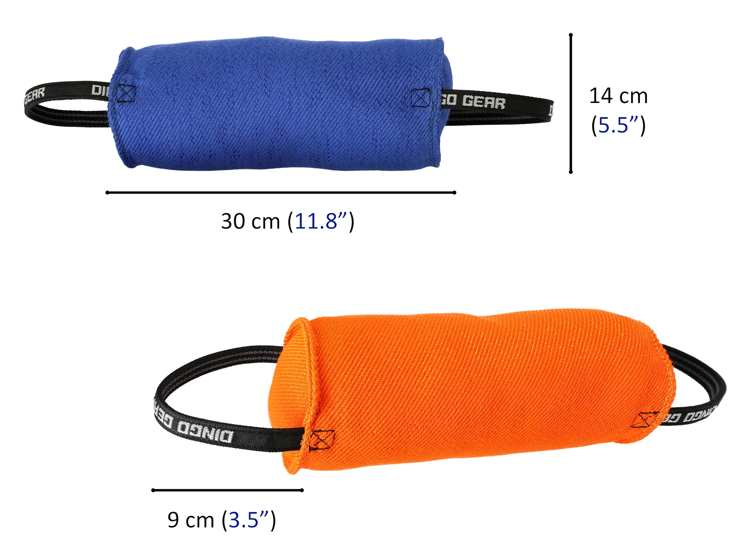 DINGO GEAR Berta Tug Toy a forma di caramella per addestramento al morso, IGP, Fetch, Prey Drive, obbedienza, sport per cani, rimorchiatore in materiale francese con 2 manici, blu (S00097)