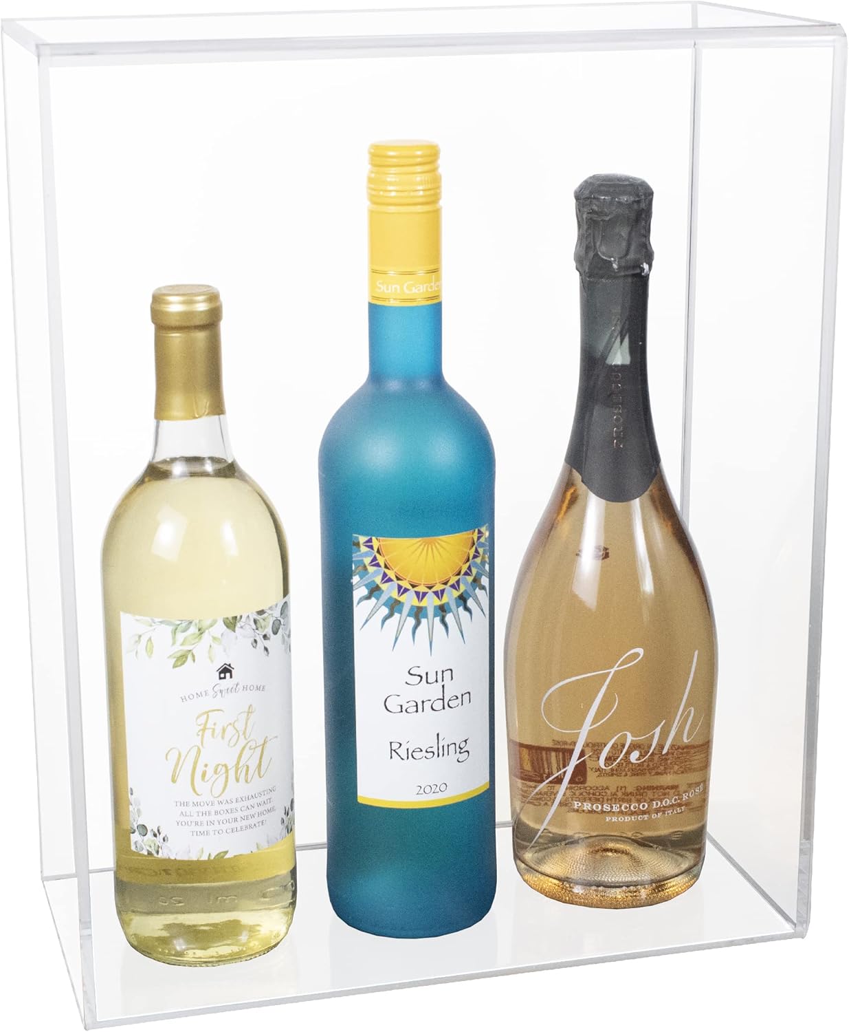 Clear Acrylic Three Wine Bottle Table Top Display Case - 15 x 6 x 12 (A120)