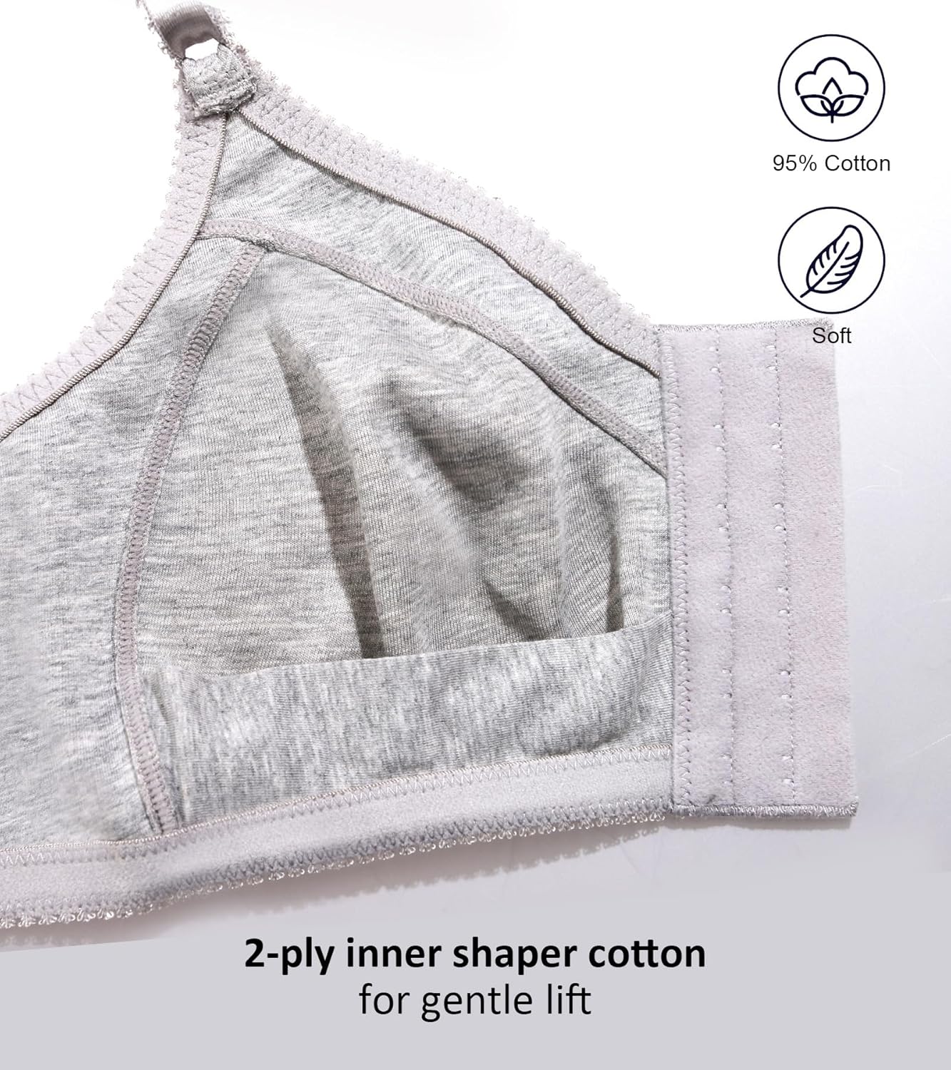 DotVol Women's Front Closure Cotton Wireless Unlined Comfort Everyday Bra - Image 6