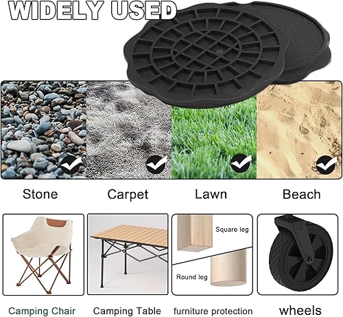 Miniatura 3 de Almohadillas de muebles para sillas de camping, antihundimiento, muebles de exterior, protectores de patas de silla para arena, césped o suelo