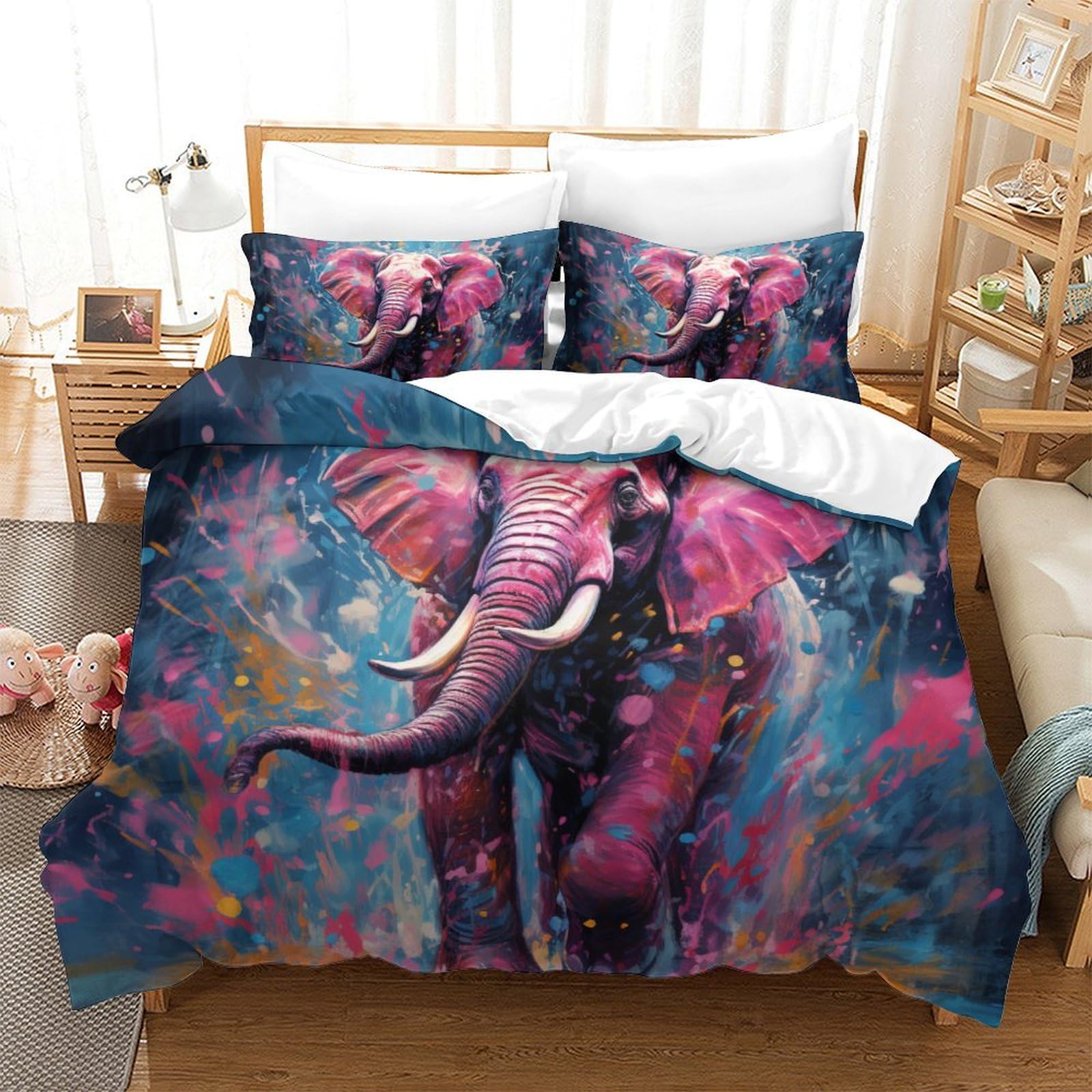 Housse de couette éléphant 3D pour la chambre des enfants et ados